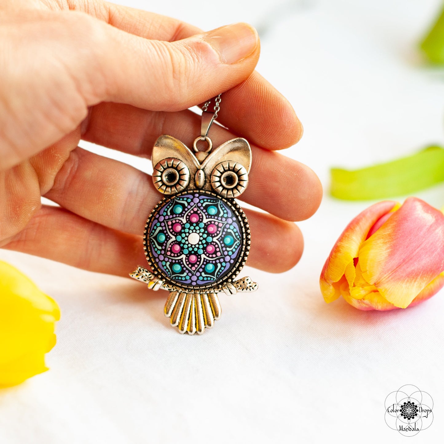 Colier Mandala Owl "Iris"