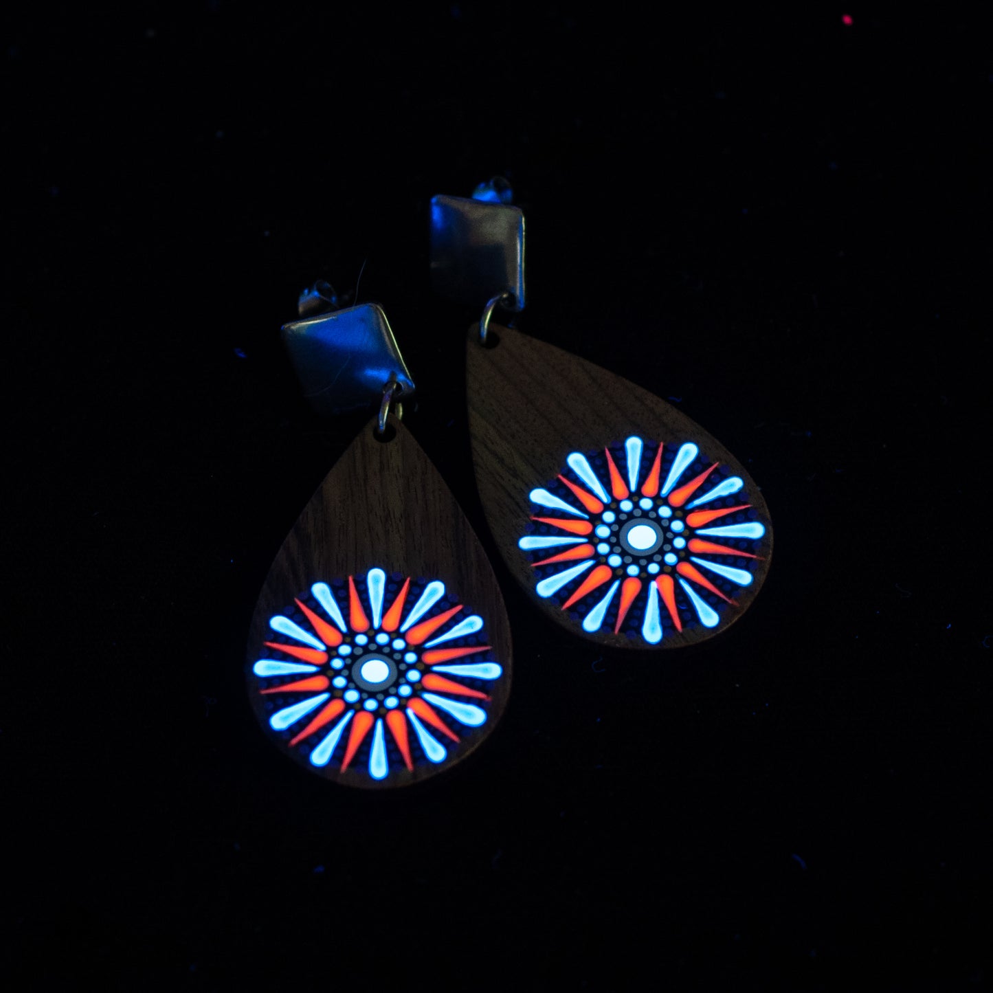 Cercei mandala "Neon Vibes" - Albastru & Roz