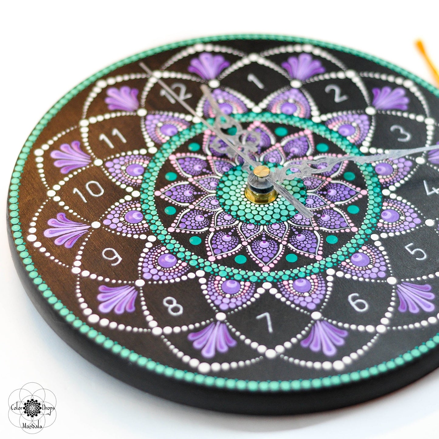 Ceas de perete din lemn "Purple Dream", diametru 22 cm