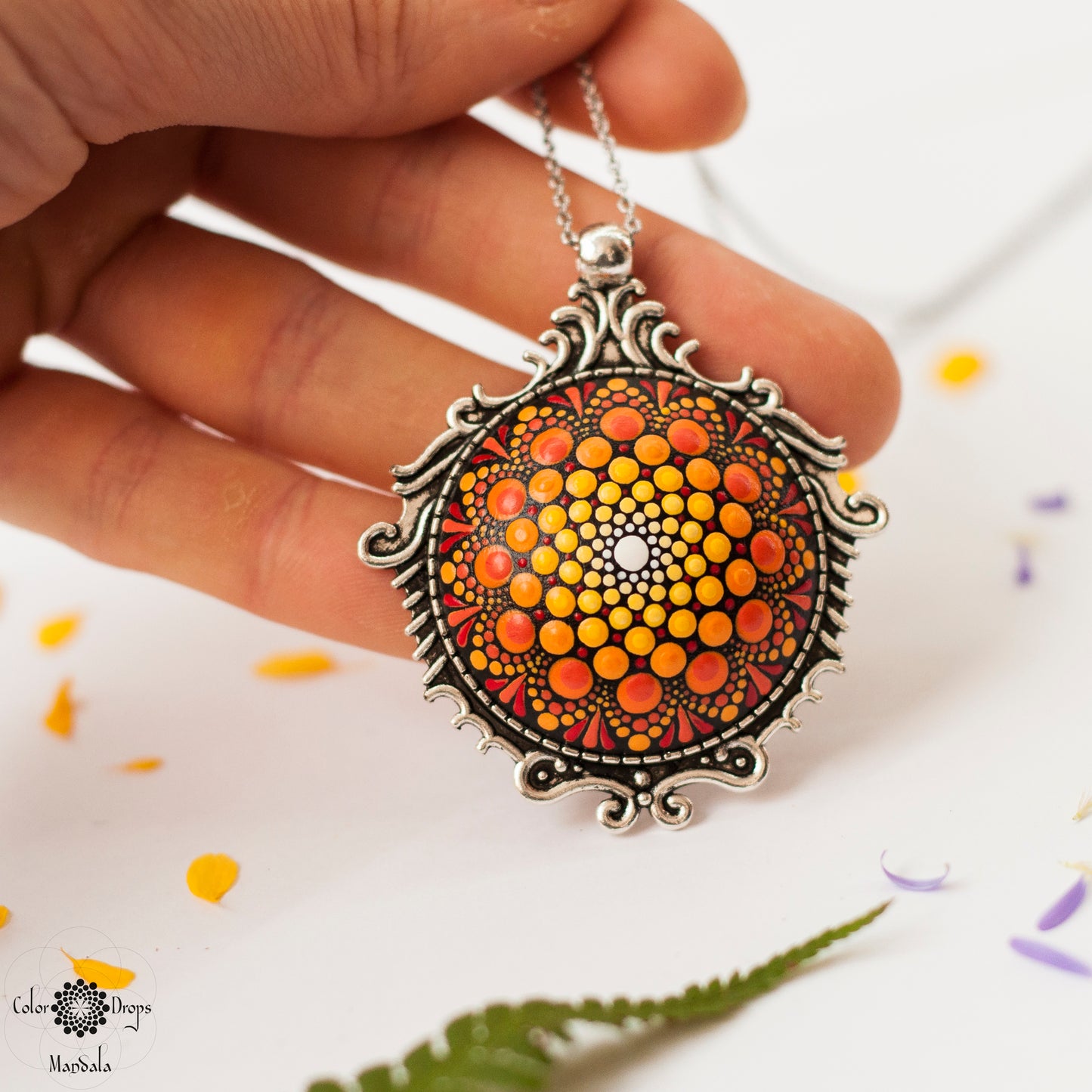 Pandantiv Mandala "Royal Orange"