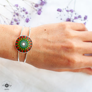 Brățară Mandala "Flower power" - Portocaliu & Verde