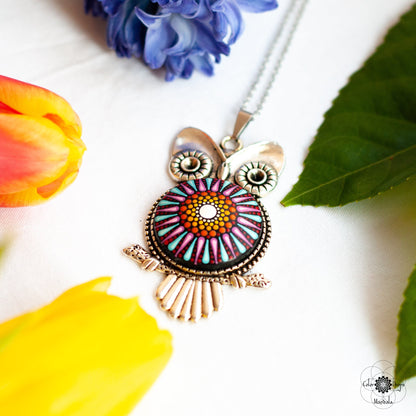 Colier Mandala Owl - Roz & Turcoaz