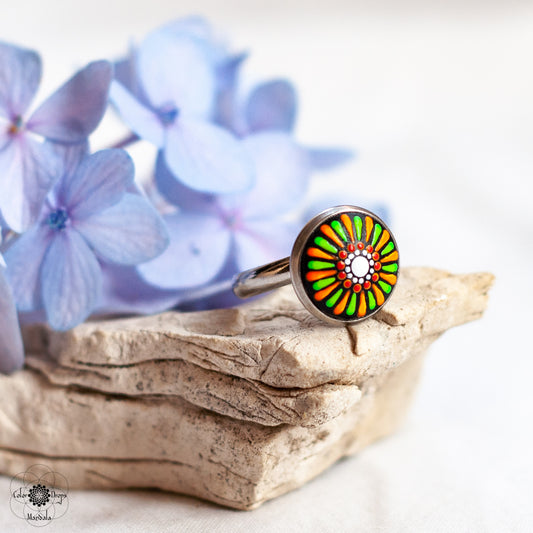 Inel "Luminous Neon" - Portocaliu & Verde