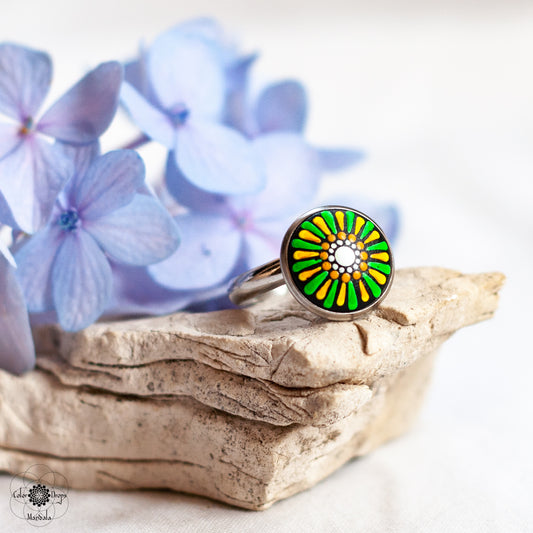 Inel "Luminous Neon" - Verde & Galben