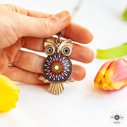 Colier Mandala Owl - Roz & Turcoaz