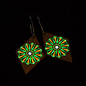 Cercei mandala "Neon Glow" - Portocaliu & Verde