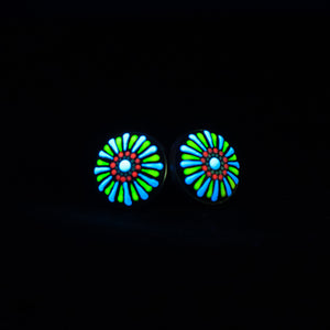 Cercei Mandala "Neon magic" - Albastru & Galben