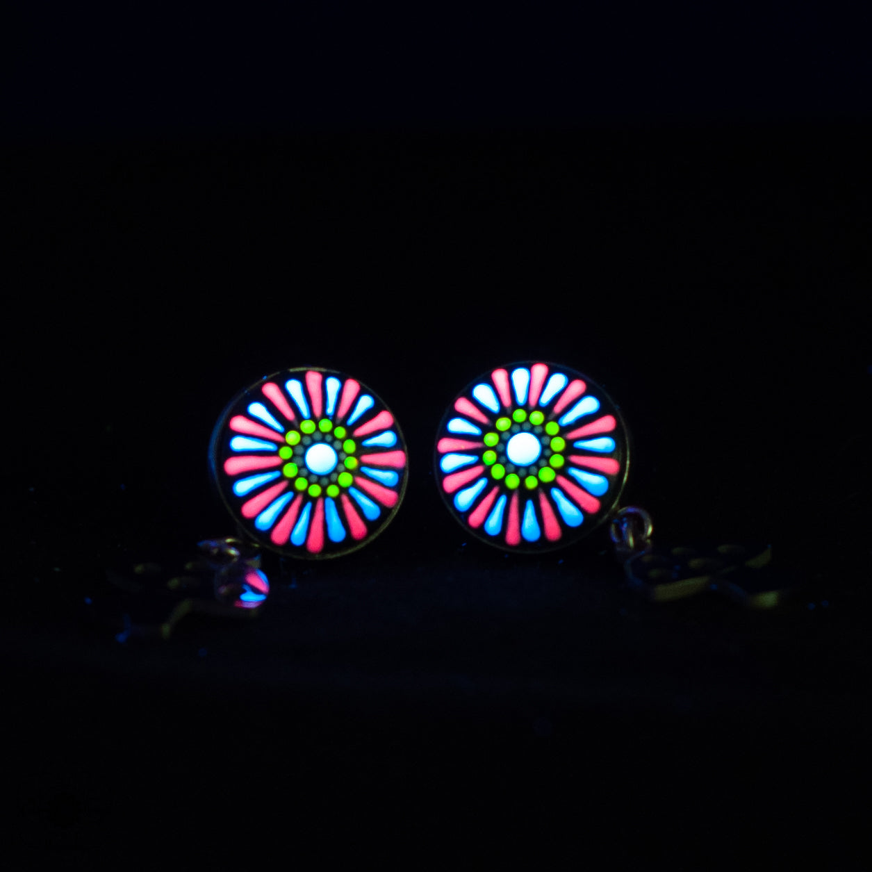 Cercei Mandala "Neon spark" - Roz & Albastru
