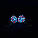 Încarcă imaginea în vizualizatorul Galerie, Cercei Mandala &quot;Neon spark&quot; - Albastru &amp; Roz
