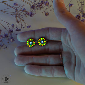 Cercei Mandala "Neon magic" - Portocaliu & Verde