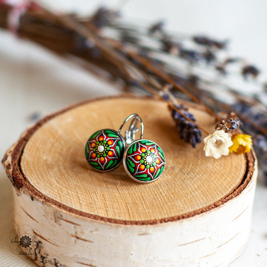 Cercei Mini cu tortiță - Portocaliu & Verde