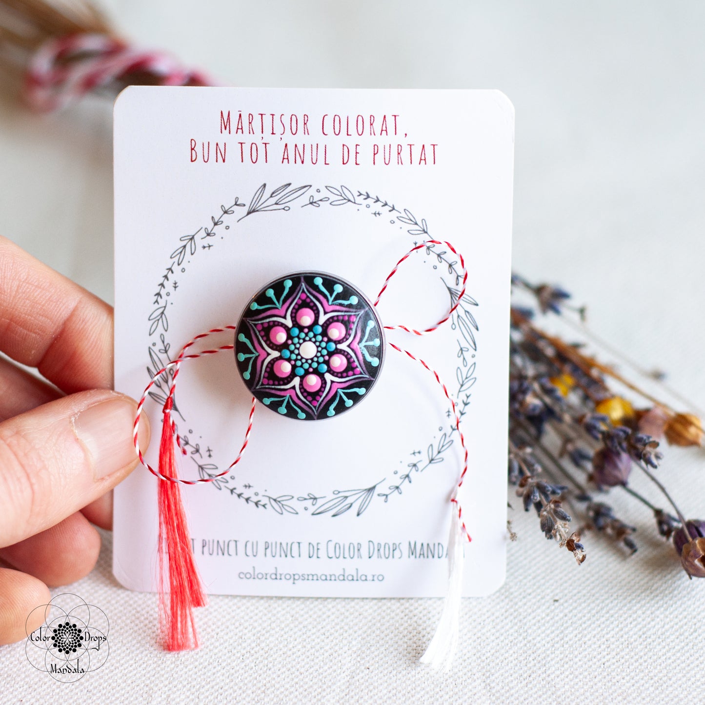 Mărțișor Mandala - Roz & Turcoaz