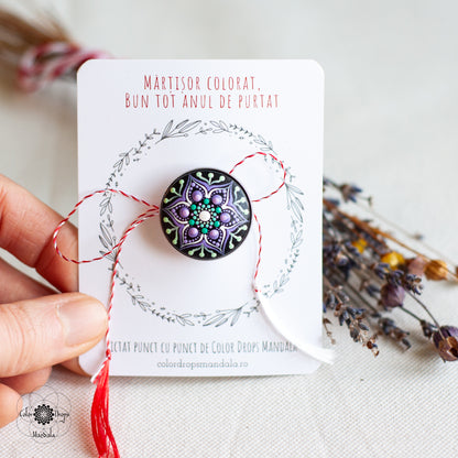 Mărțișor Mandala - Mov & Verde Mentă