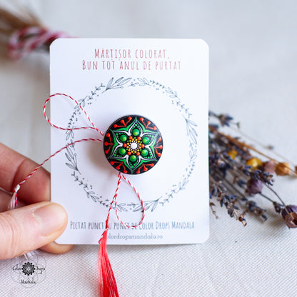 Mărțișor Mandala - Verde & Portocaliu