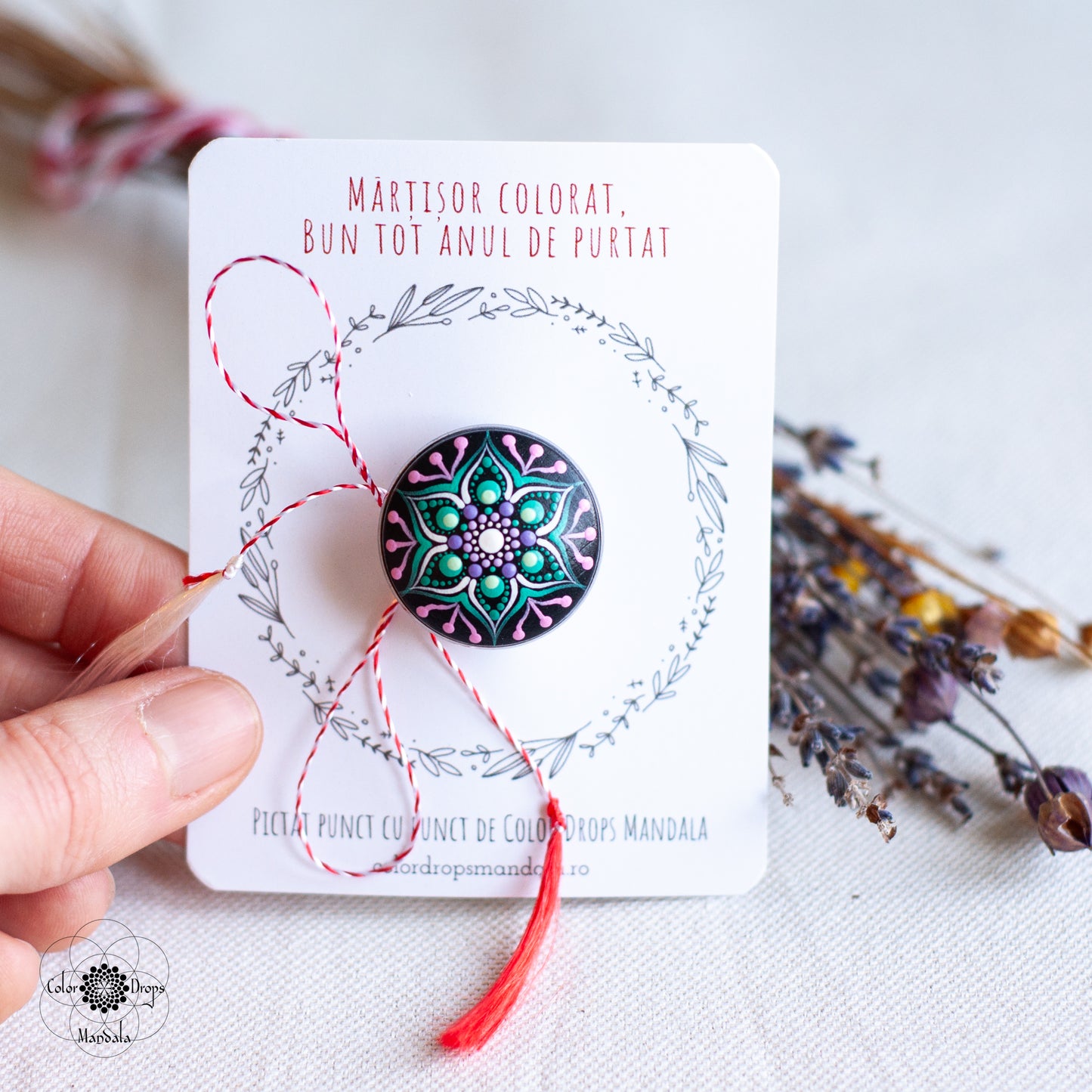 Mărțișor Mandala - Verde & Mov