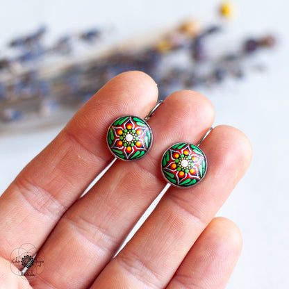 Cercei Mini cu tortiță - Portocaliu & Verde