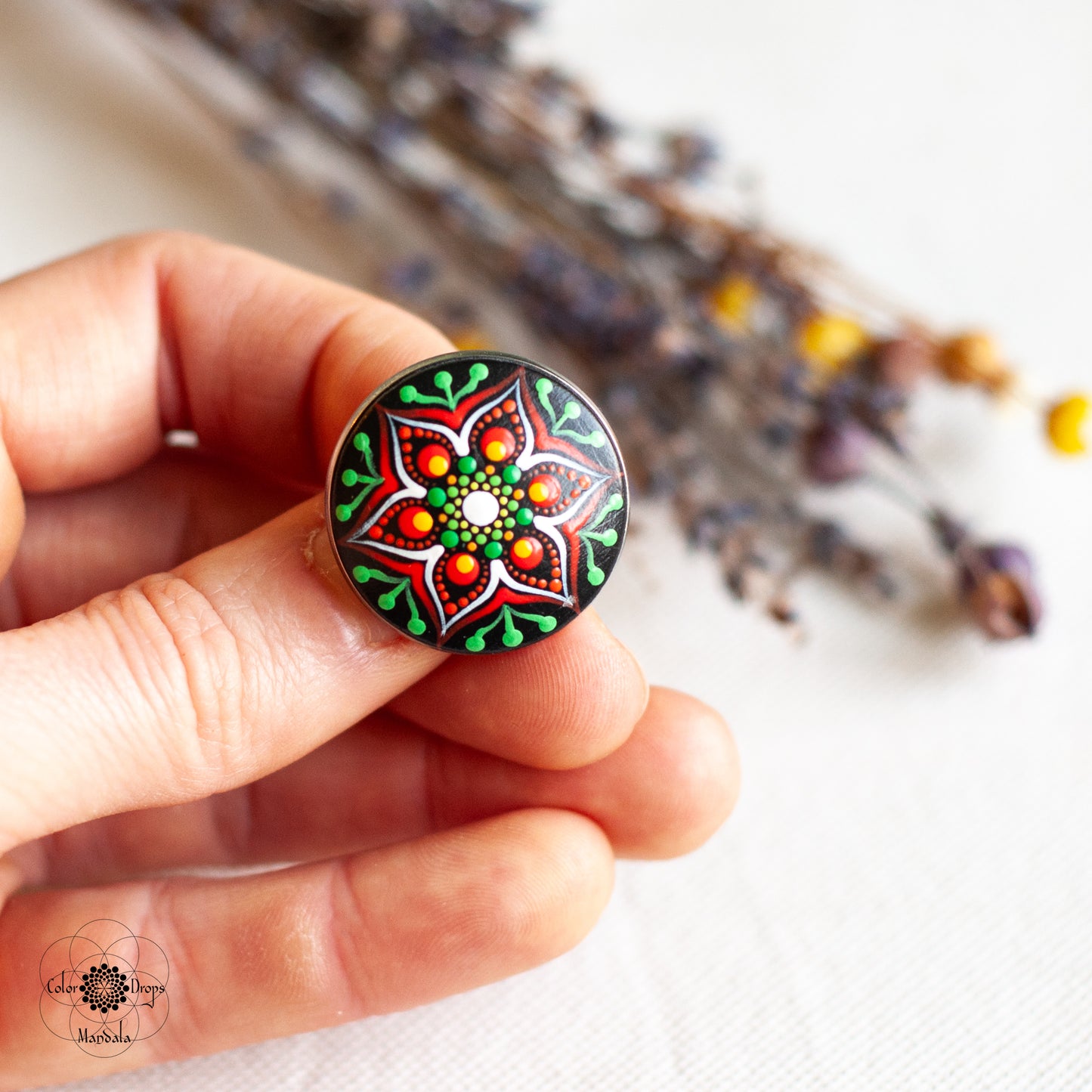 Mărțișor Mandala - Roșu & Verde