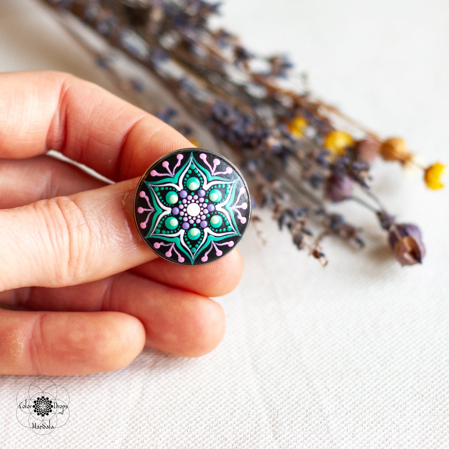 Mărțișor Mandala - Verde & Mov