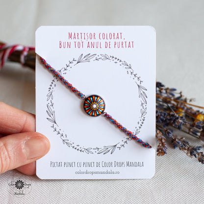 Brățară Mandala cu șnur din bumbac - Portocaliu & Turcoaz