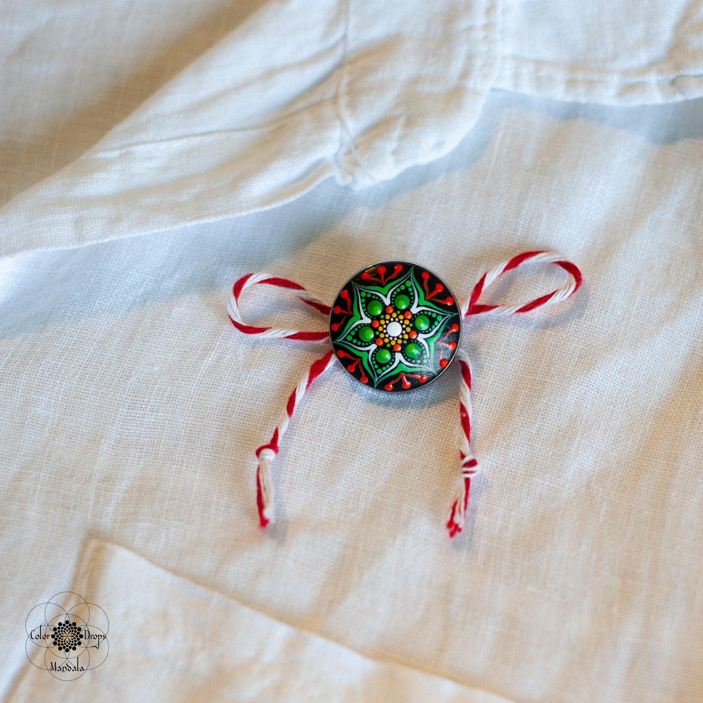 Mărțișor Mandala - Verde & Portocaliu