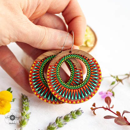 Cercei Mandala "Vivid Nomad" - Roșu & Turcoaz