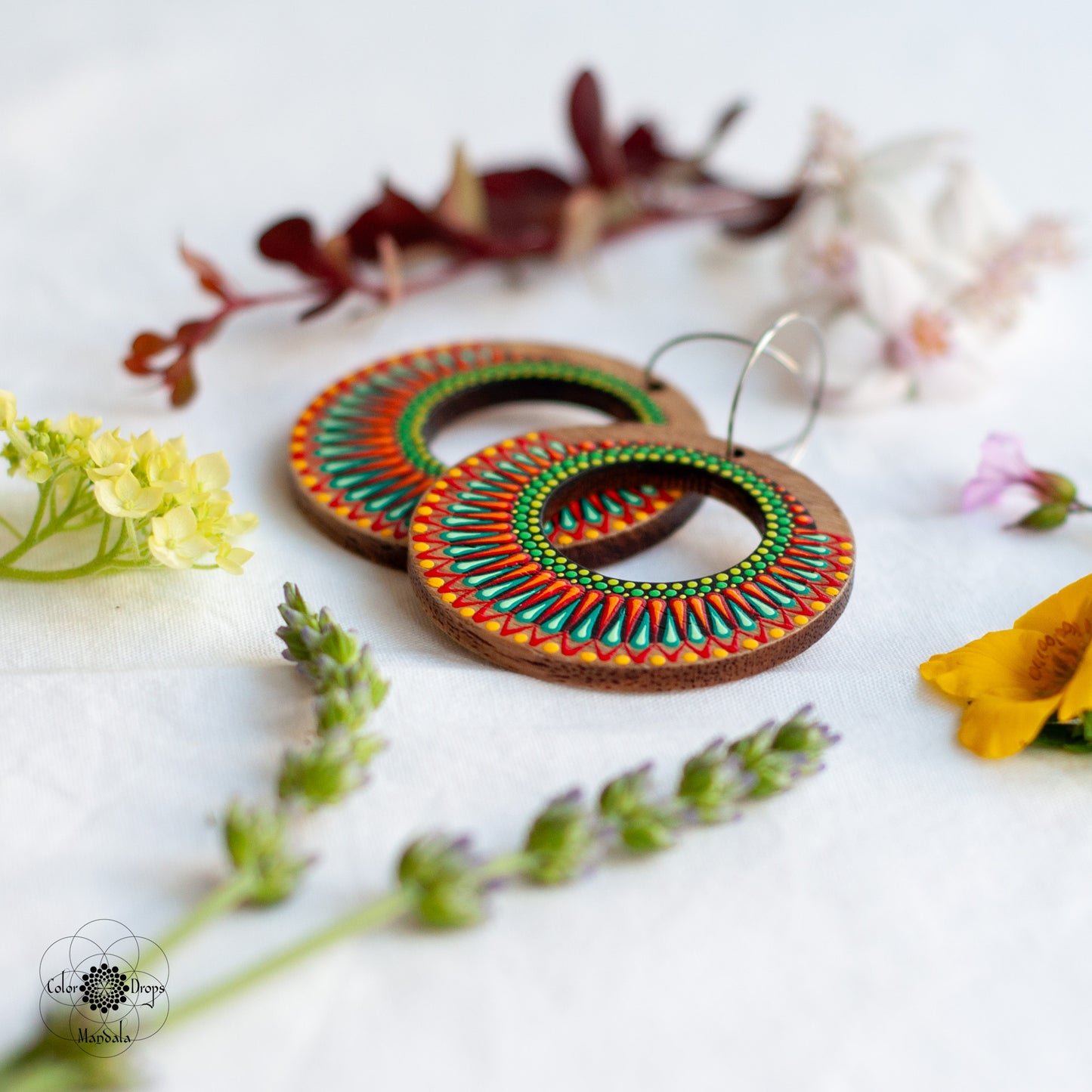 Cercei Mandala "Vivid Nomad" - Roșu & Turcoaz