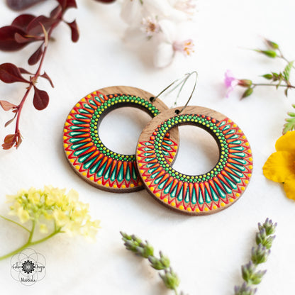 Cercei Mandala "Vivid Nomad" - Roșu & Turcoaz