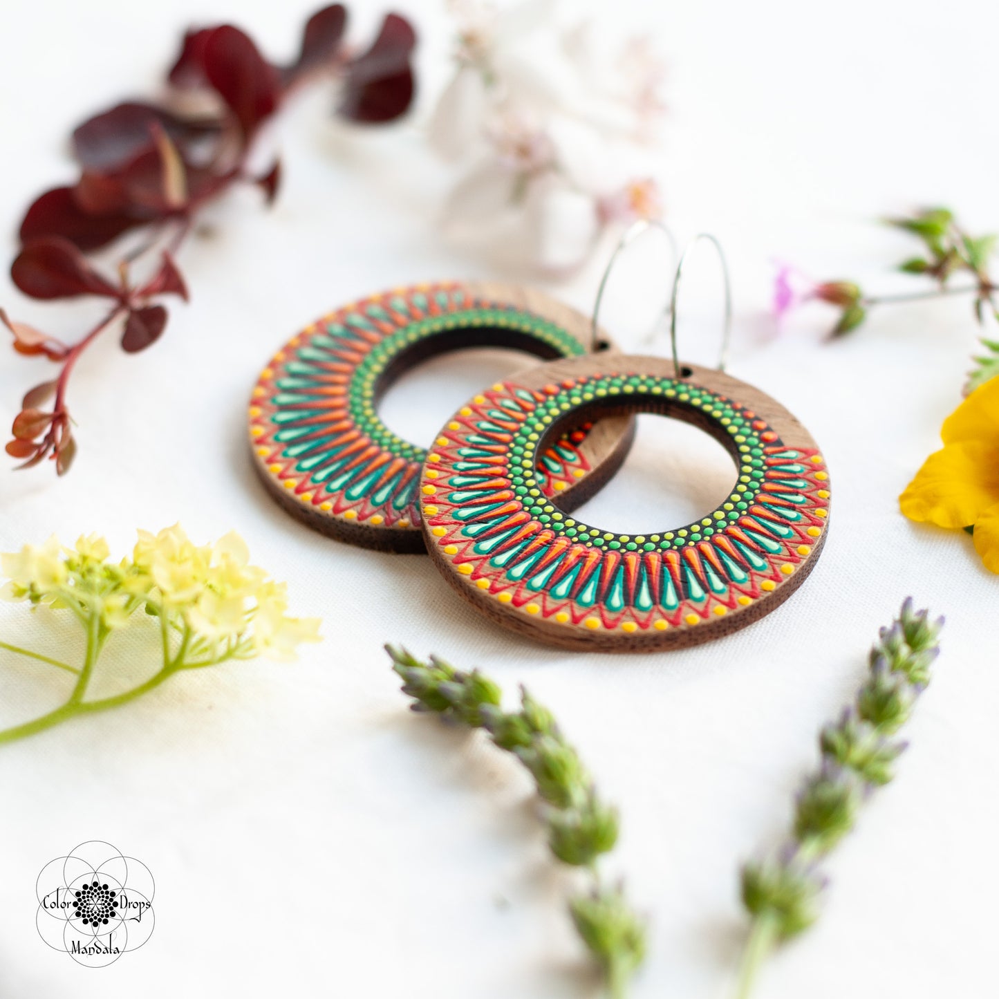 Cercei Mandala "Vivid Nomad" - Roșu & Turcoaz