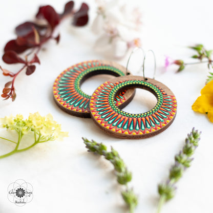 Cercei Mandala "Vivid Nomad" - Roșu & Turcoaz
