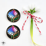 Load image into Gallery viewer, Brooch-type martisor - Snowdrop at sunset
