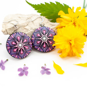 "Pink Daisy" Mandala Earrings