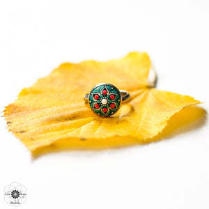 Mandala Ring "Green Pear"