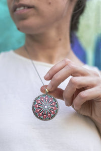"Coral" Mandala Pendant
