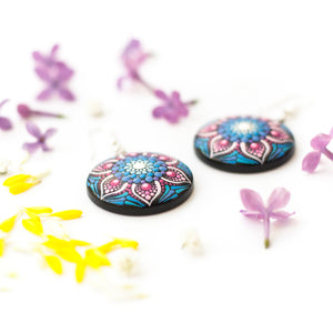 Mandala Earrings "Blue Skies Lilac"