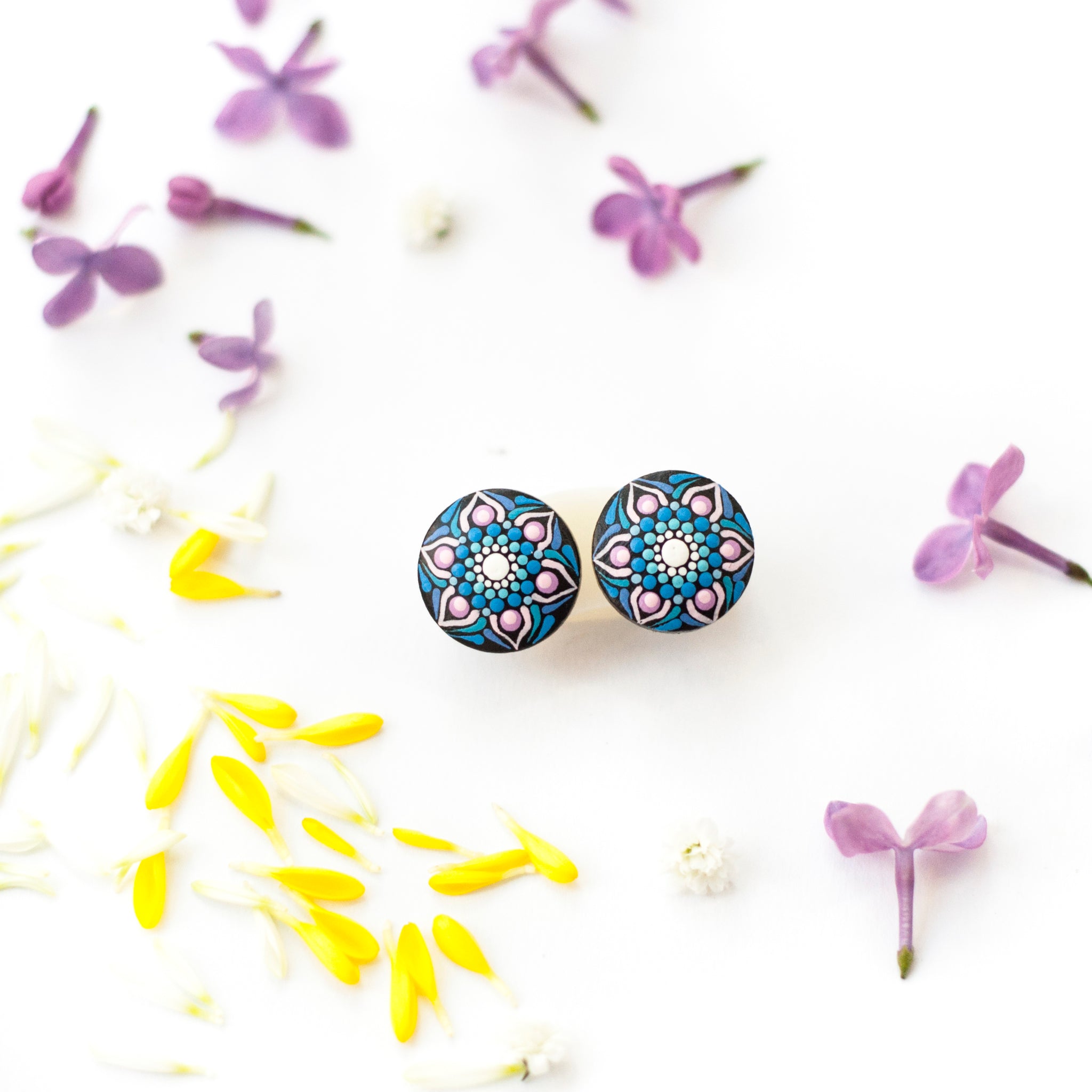Mandala Earrings "Blue Skies Lilac" Mini