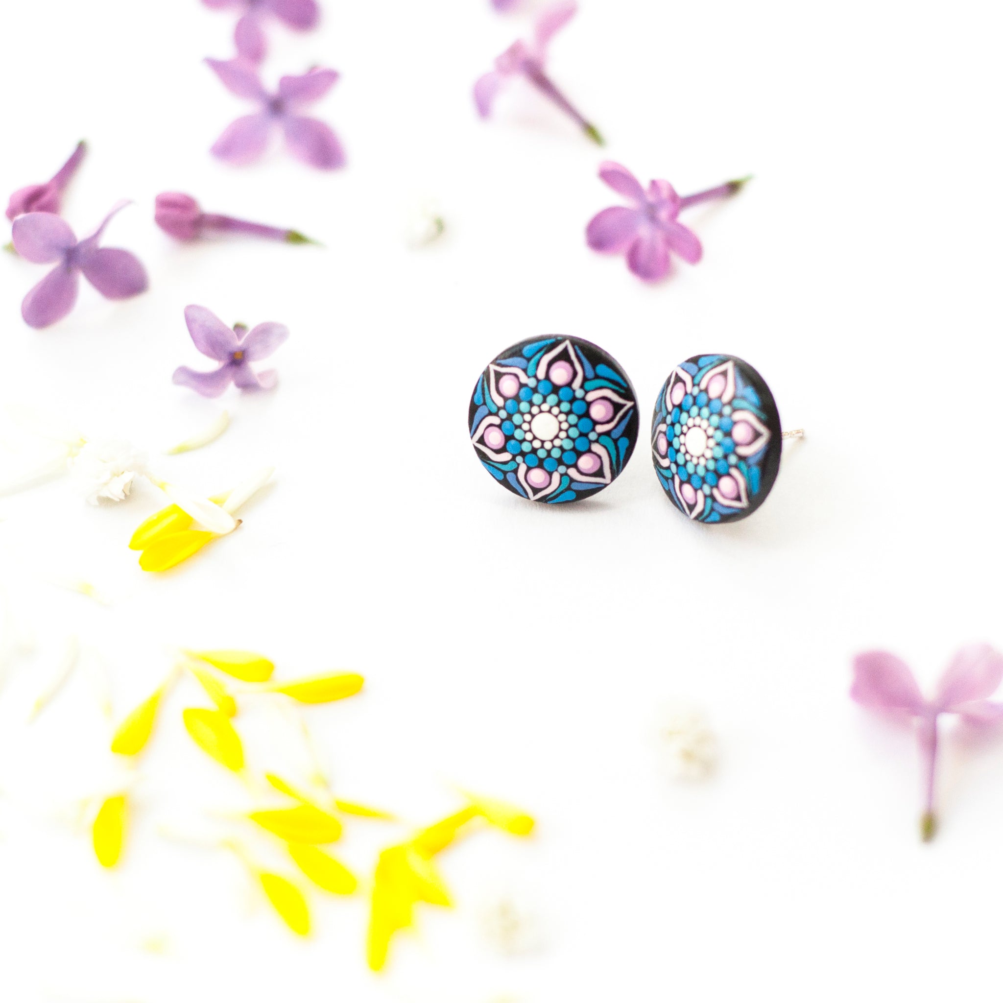 Mandala Earrings "Blue Skies Lilac" Mini